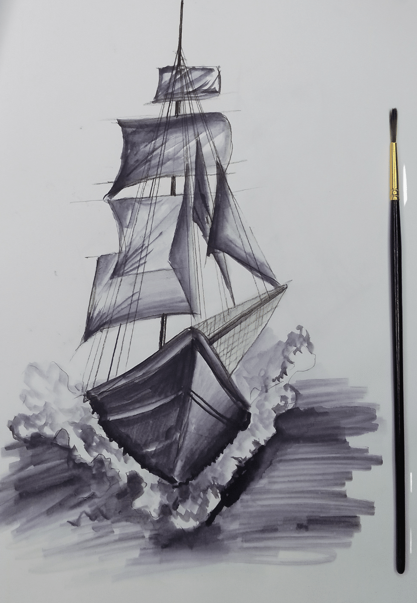 Pirate Ship Drawing with Colour Pirate Ship Drawing with Colour
