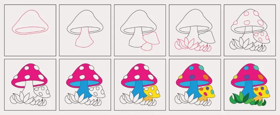 How to Draw a Mushroom Step by Step