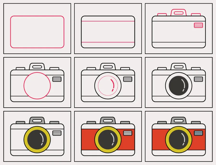 Simple Camera Drawing Step by Step for Beginners