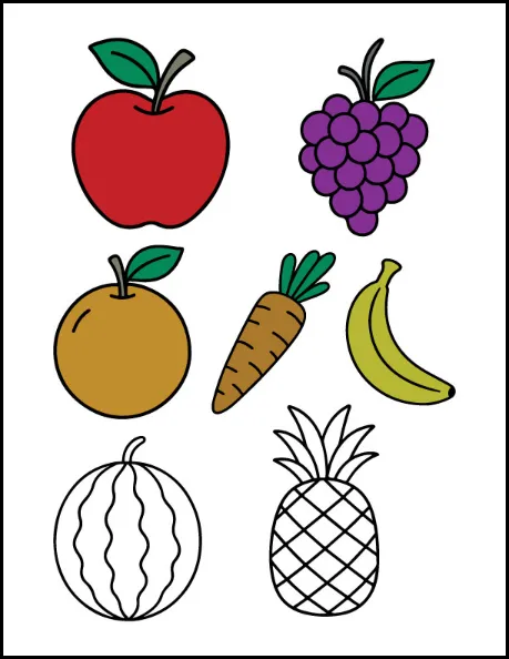 Step 10 Color the Carrot and Banana