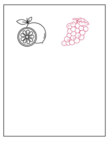Step 2: Draw a Grapes Next to the Lemon