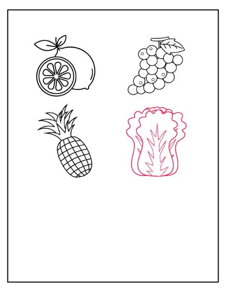 Step 4: Draw a Lettuce Next to the Pineapple