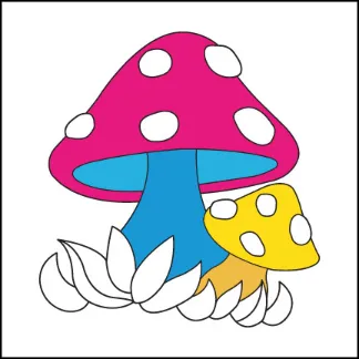 Step 8: Add color to the small mushroom cap.